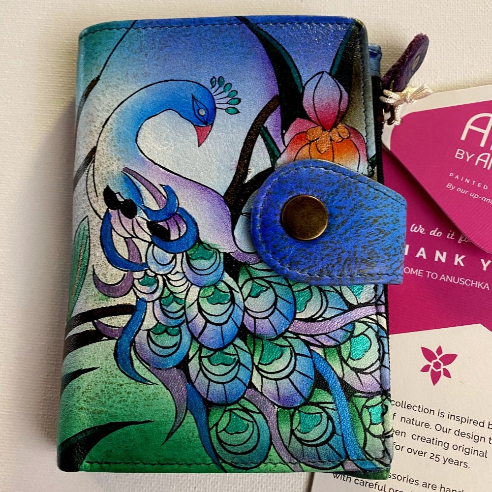 NWT Anna by Anuschka Ladies Wallet 1700 Color Midnight Peacock